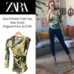 Zara Printed Tulle Top